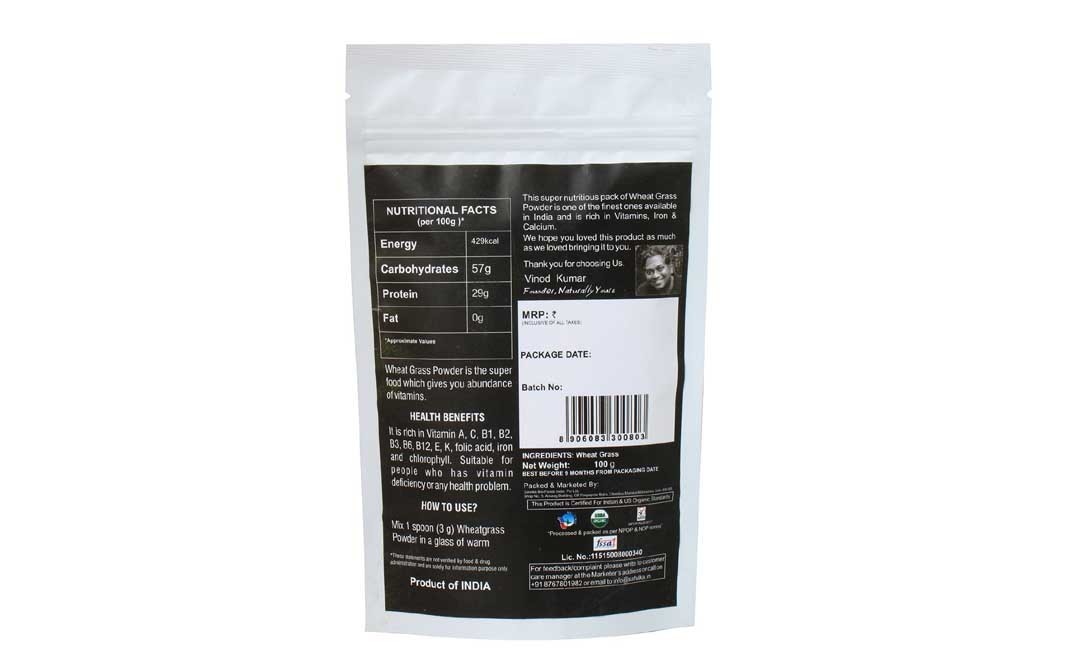 Naturally yours Wheat Grass Powder    Pack  100 grams